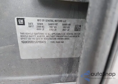 2018 Cadillac Ct6 Luxury z USA, uszkodzony, nr VIN 1G6KD5RS1JU109479